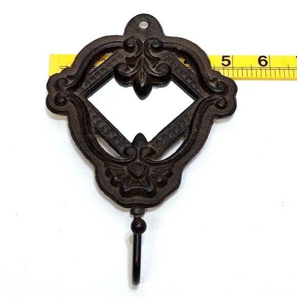 Ornate Cast Iron Wall Hook Mirror Accent Unique Style Decorative Hanger Vintage - Picture 5 of 7